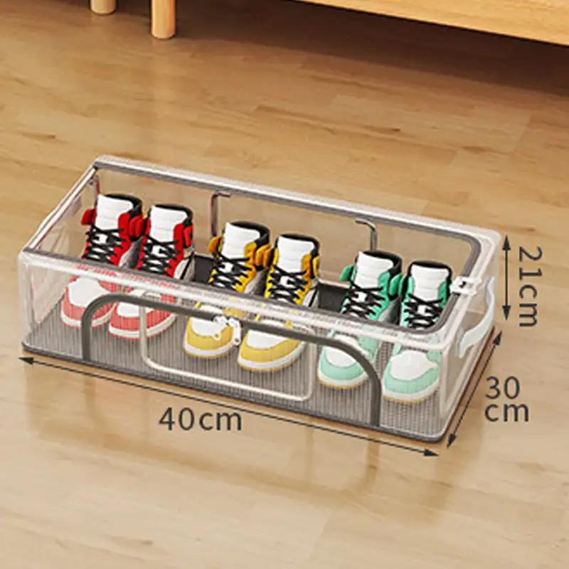 PVC Shoe Storage Box Waterproof Foldable Shoe Rack Dustproof Dormitory Bed Bottom PVC Transparent thickenedSneaker Container