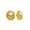 Vintage stainless steel gold stud earrings fashion earrings round inlaid pearl zircon fashion high-end earrings