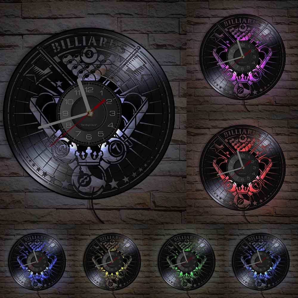 Billiards Ball Pool Vinyl Clock Record Clock Sport Vintage Home Decor Billiards Room Wall Clock Snooker Wall Art Clock Gift