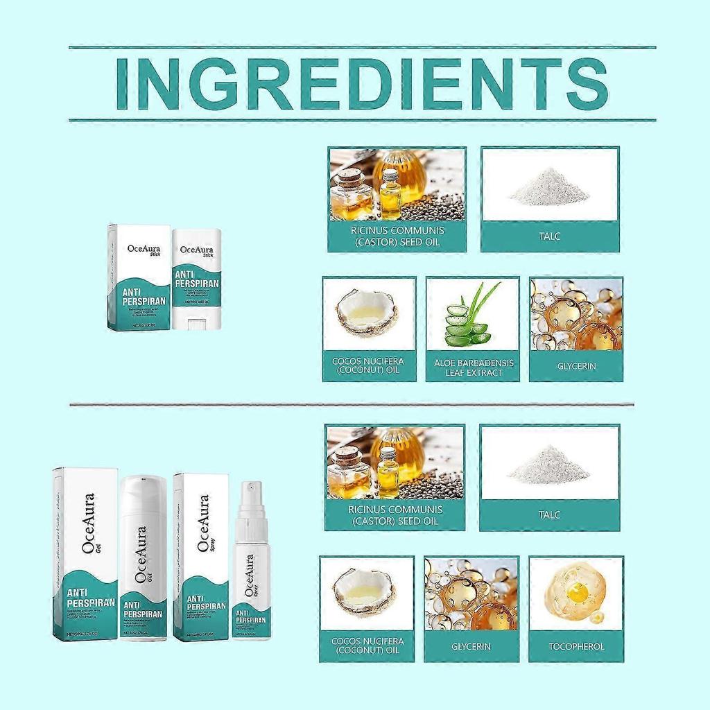 LongLasting Natural Deodorant Set with Castor  Coconut Oil  QuickDry, Gentle, AllDay Freshness