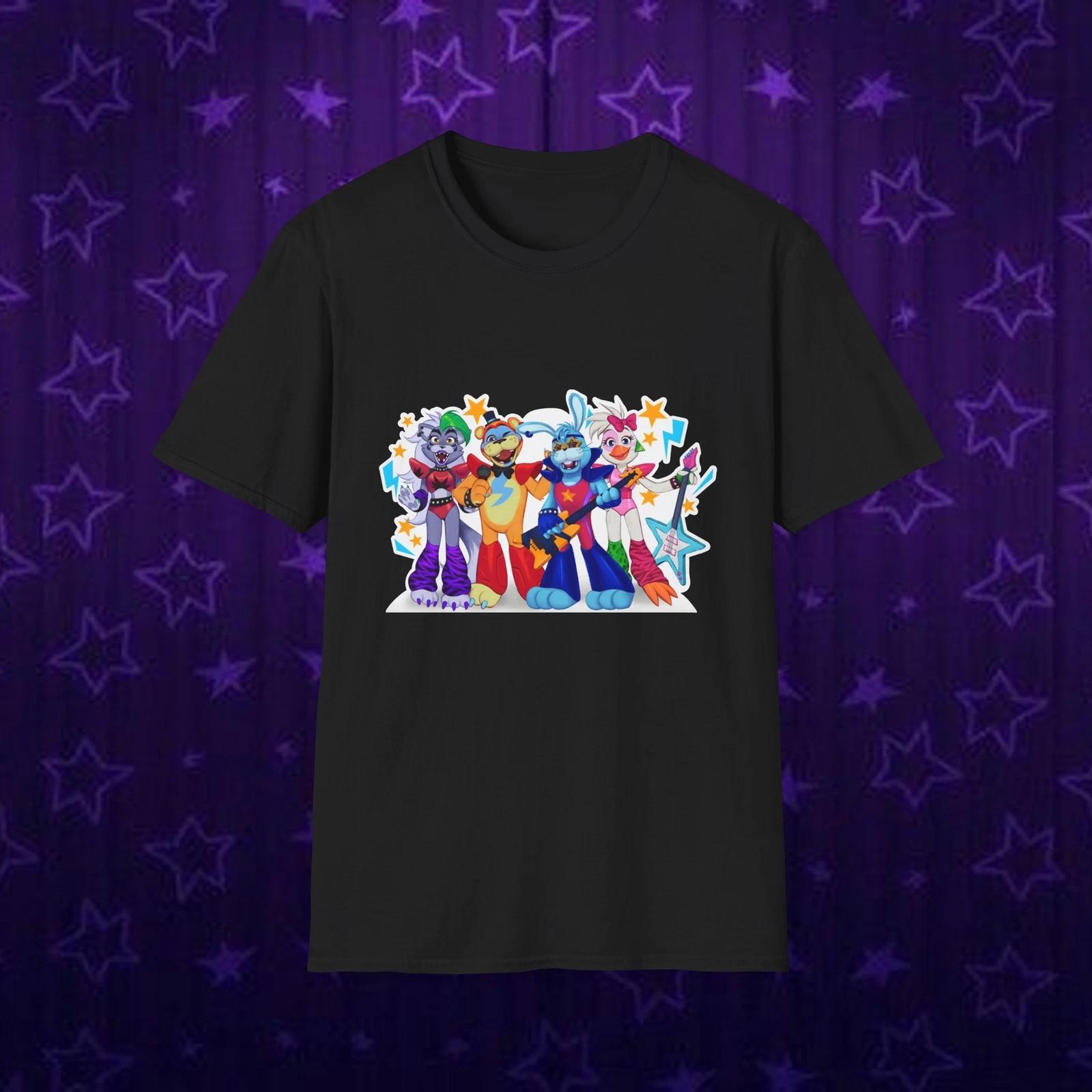 Security Breach Fnaf Glamrock Freddy Chica Roxy Bonnie Unisex Softstyle T-Shirt XL