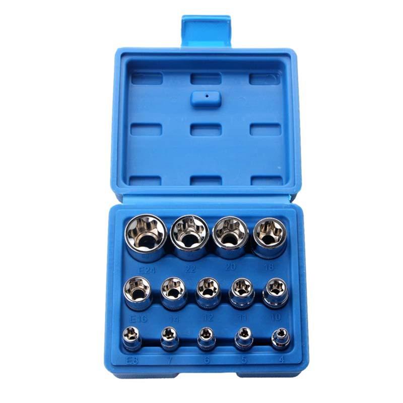 A96I-14PCS Female E Star Torx Socket Set E4-E24 E-Torx External Hex Socket Insert Nut