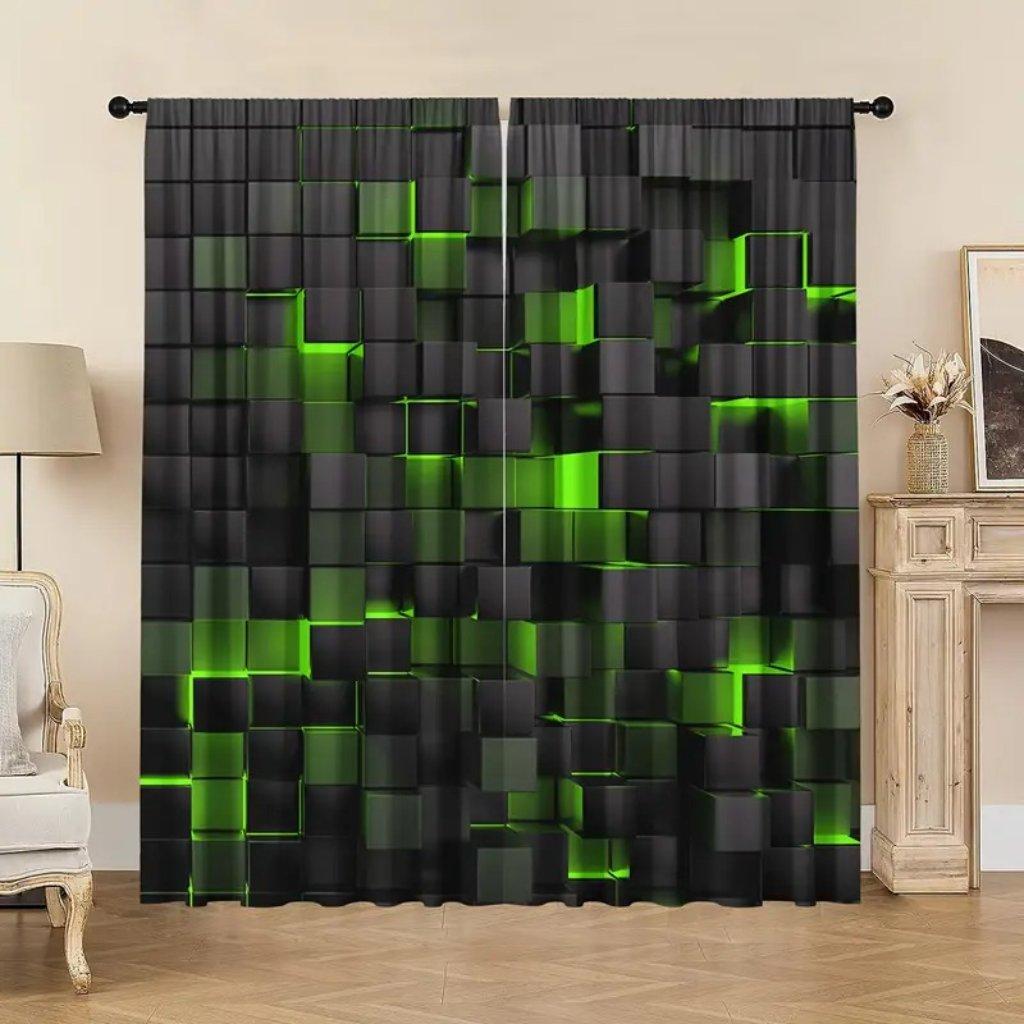 

2 шт. Шторы с узором в клетку, декоративные оконные шторы, оконные украшения для спальни, гостиной, домашний декор 50W160H(CM)x2Panel&Grommet Top