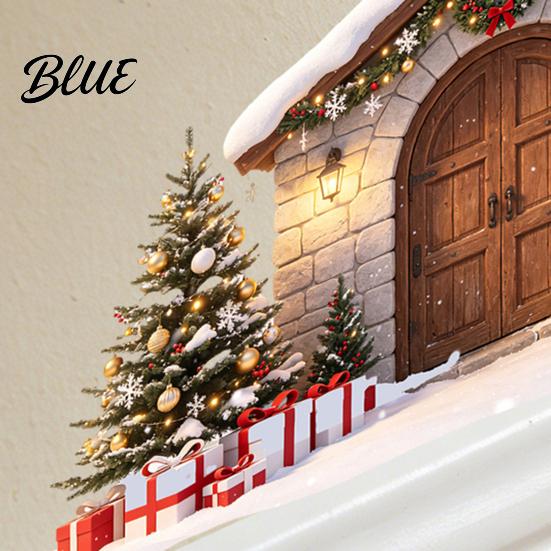 Winter Decoration Sticker Snow House Wall for Christmas Waterproof Holiday Stone Christmas Decals Decal Removable Mural Living Room Bedroom