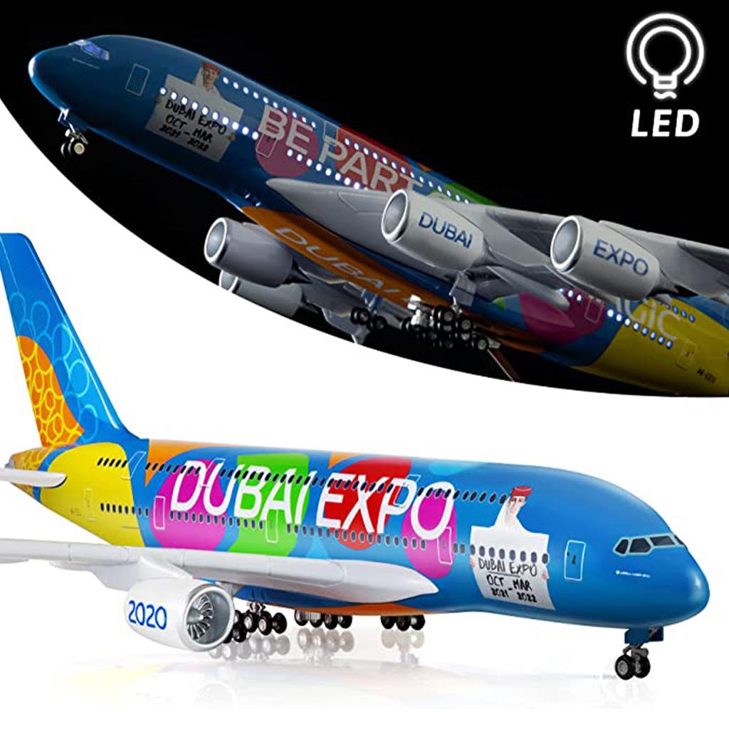 1/160 Scale 50.5CM Airplane Airbus A380 Air France Airline Model W LED Light & Wheel Diecast Plastic Resin Plane For Collection