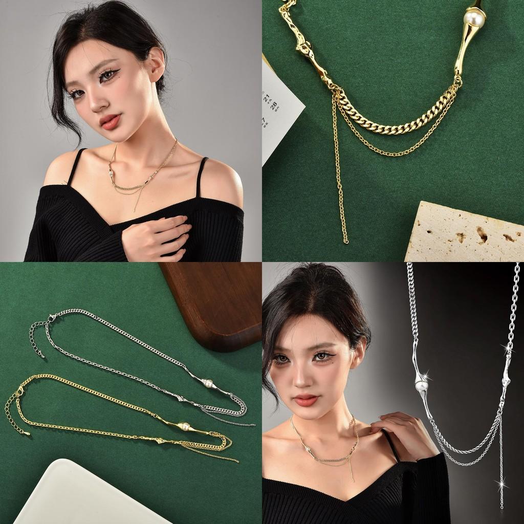 Trendy Pearl Tassel Necklace With Luxurious Design And Geometric Elements For Women