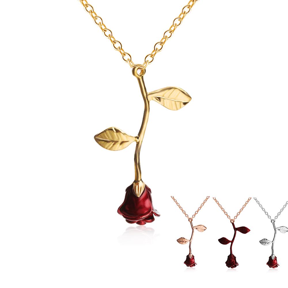 Buy Rose Flower Pendant Necklace Women 