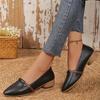 Spring/Fall Versatile Soft Leather Women's Shoes French Vintage Low-Heel Chunky-Heel Loafers Soft Sole Pointed Toe Low-Cut