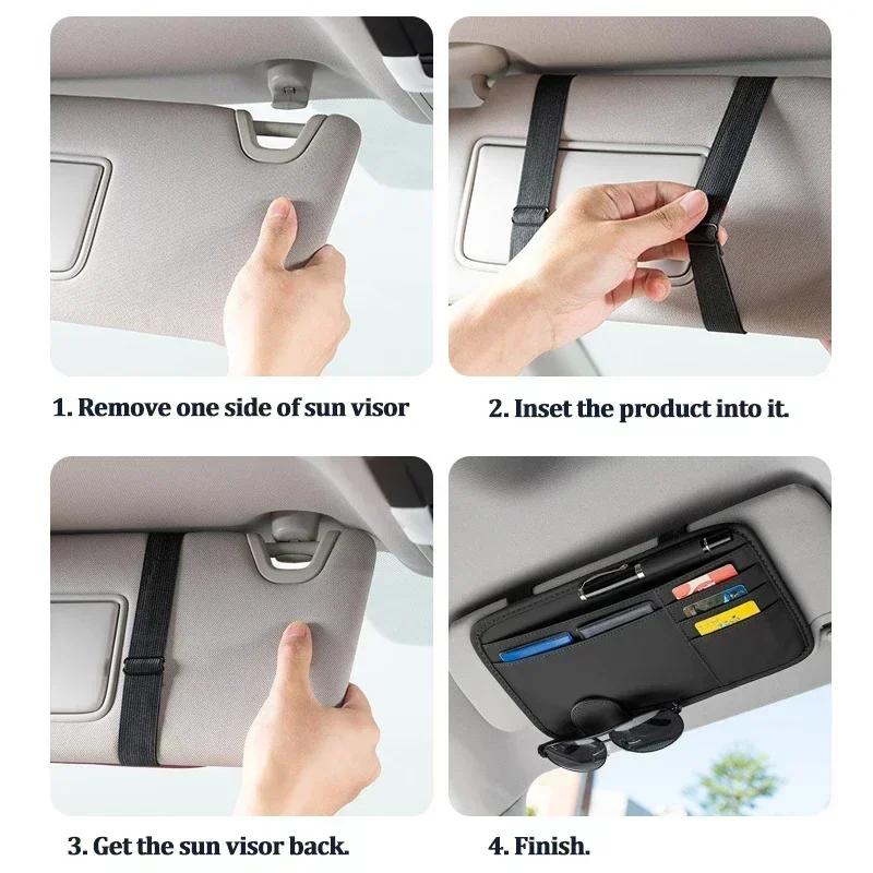 Wielofunkcyjny Klips na Okulary Samochodowe Torba do Przechowywania Kart i Długopisów na Osłonę Przeciwsłoneczną Zmodyfikowana Dekoracja