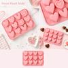 12 Cavity Heart Shaped Silicone Mold Food Grade Heat Resistant Flexible Non Stick Cake Mousse Chocolate Baking Mold for Kitchen Use