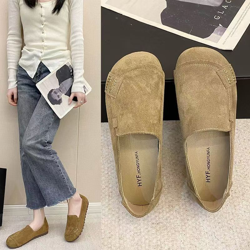 2025 New Boken Shoes Women's Matte Casual Soft-soled Single Shoes Women's One-pedal Mother Work Shoes Flat Beanie Shoes