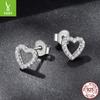 S925 Sterling Silver Love Moissanite Stud Earrings Simple Classic Versatile Heart Stud Earrings