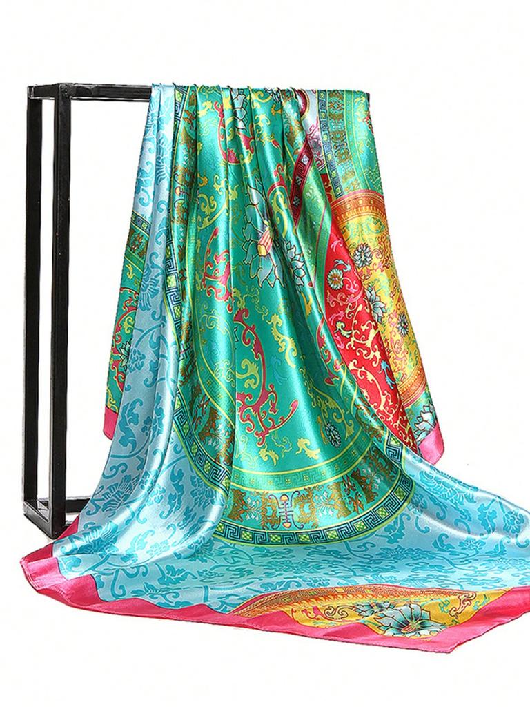 Fashion Square Silk Scarf Women Luxury Brand Satin Print Hijab Scarves Pareo Bandana Female Shawl Wrap Headband Foulard 90*90cm