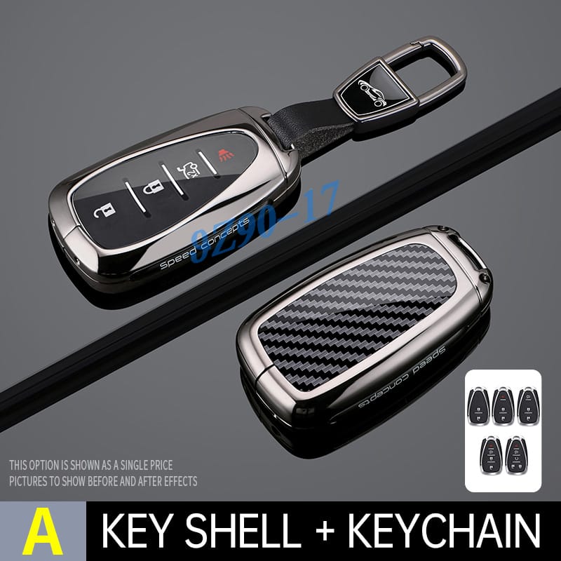 Metall Kohlefaser Auto Schlüsselanhänger Hülle Abdeckung Schlüsselbund Für Chevrolet Blazer Trax Equinox Cruze Malibu Traverse Trailblazer Camaro