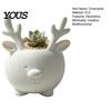 Ceramic Style Vase 3D Printed Reindeer Succulents Planter Pot for Indoor Plants, Decorative Desktop Office Desk Accessory Organizer, Christmas