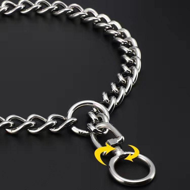 Stainless Steel Anti-Bite Dog Collar: Explosion-Proof, 360° Tangle-Free, Adjustable P Chain for Training