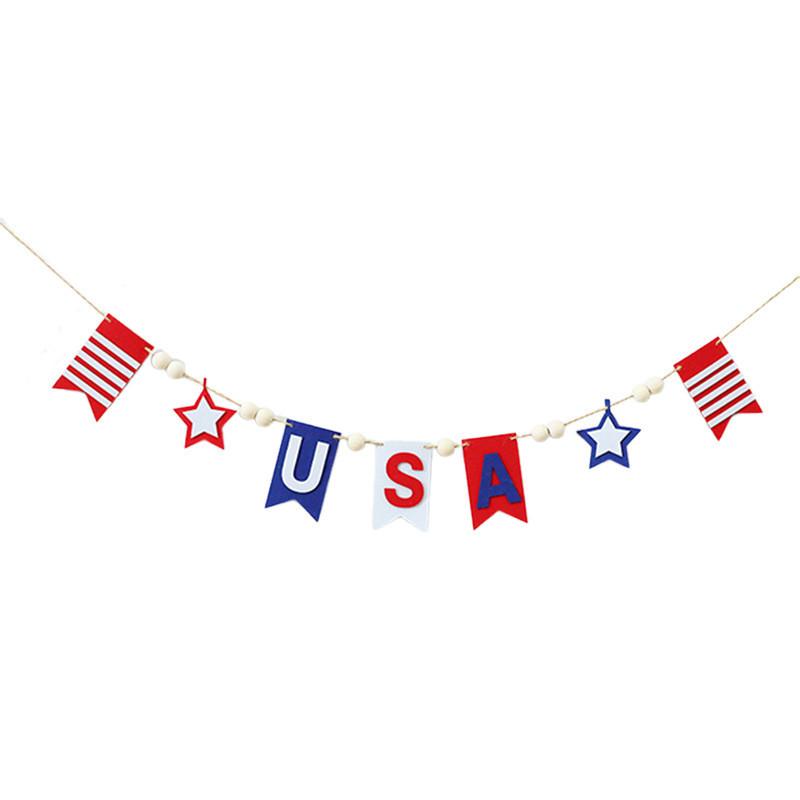 Usa Felt Banner Garland With Star Stripes For Independence Day Home Decor