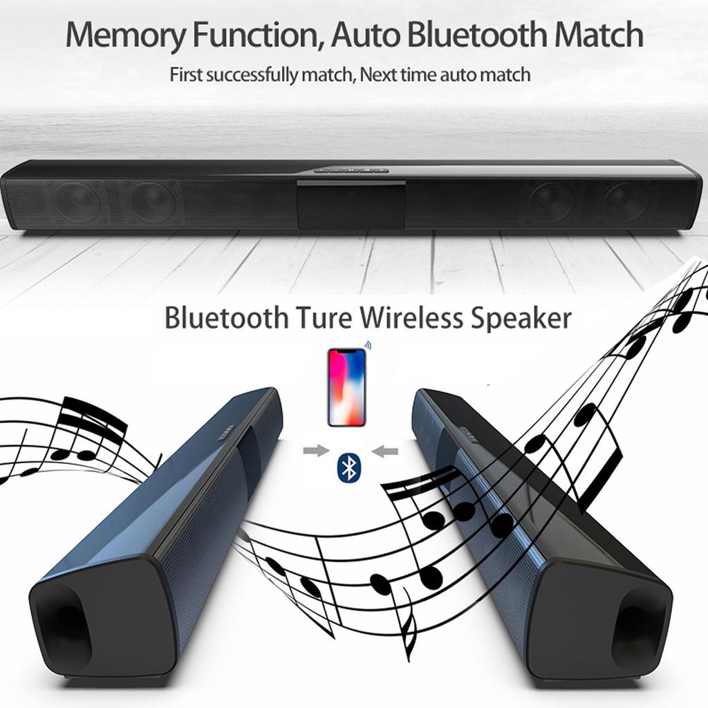 BS28B Long Bluetooth Speaker Bar for TV, Computer, and Laptop