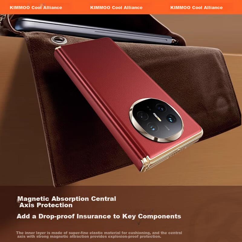 Magnetic Center AxisPhone Case for Huawei Mate X6, X6 Collector's Edition Leather Ultra-Thin Shockproof Magnetic Center Axis Foldable Screen