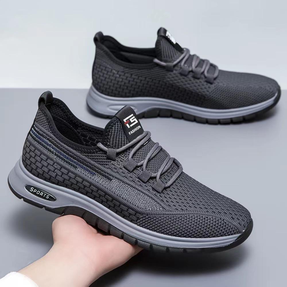 Foreign trade spring breathable fly-woven men's casual shoes trend lightweight versatile running shoes work driving shoes