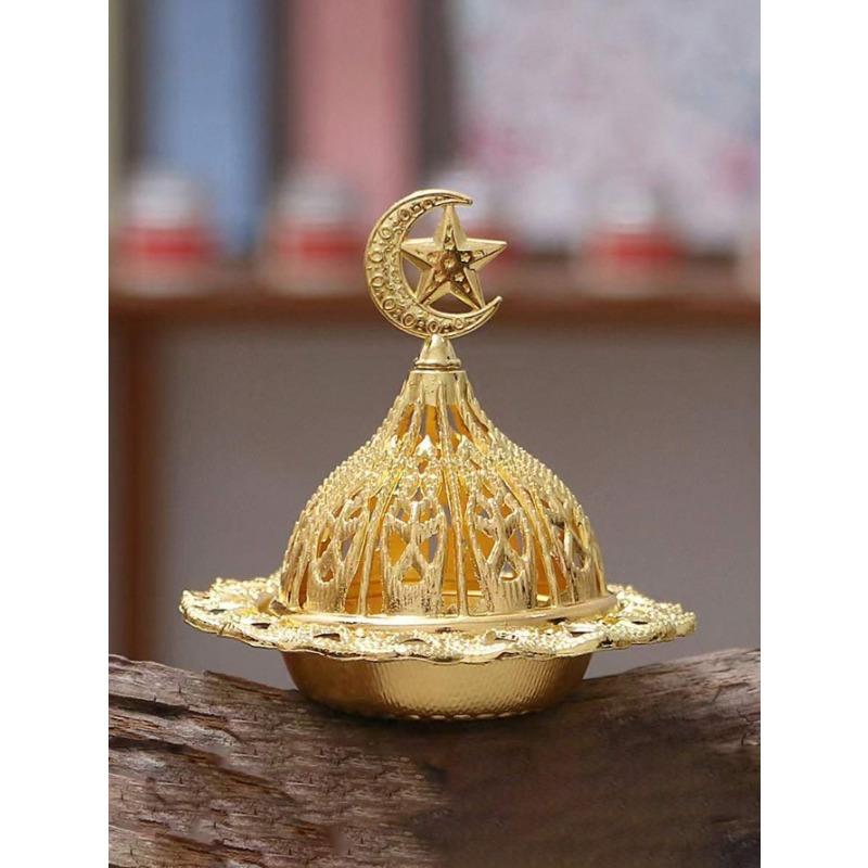 

1 шт. Хэллоуин Золотая курильница для благовоний, Курильница для сандаловых благовоний для домашнего декора, Креативный держатель для ароматерапевтических благовоний Star and Moon золотой