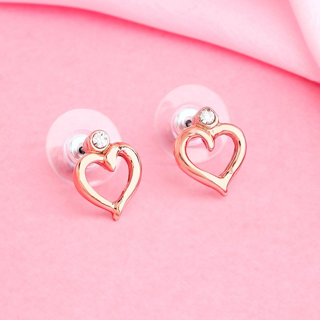 Estele Damen-Ohrstecker in Herzform, Roségold mit österreichischen Kristallen