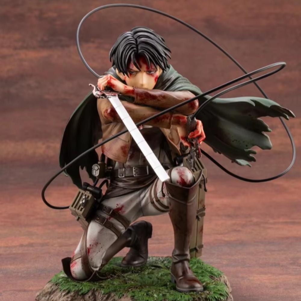 18CM Anime Figure Attack On Titan Levi Ackerman Fortitude Sword Detachable Model Toy PVC Special Edition Scene Bloody Battle