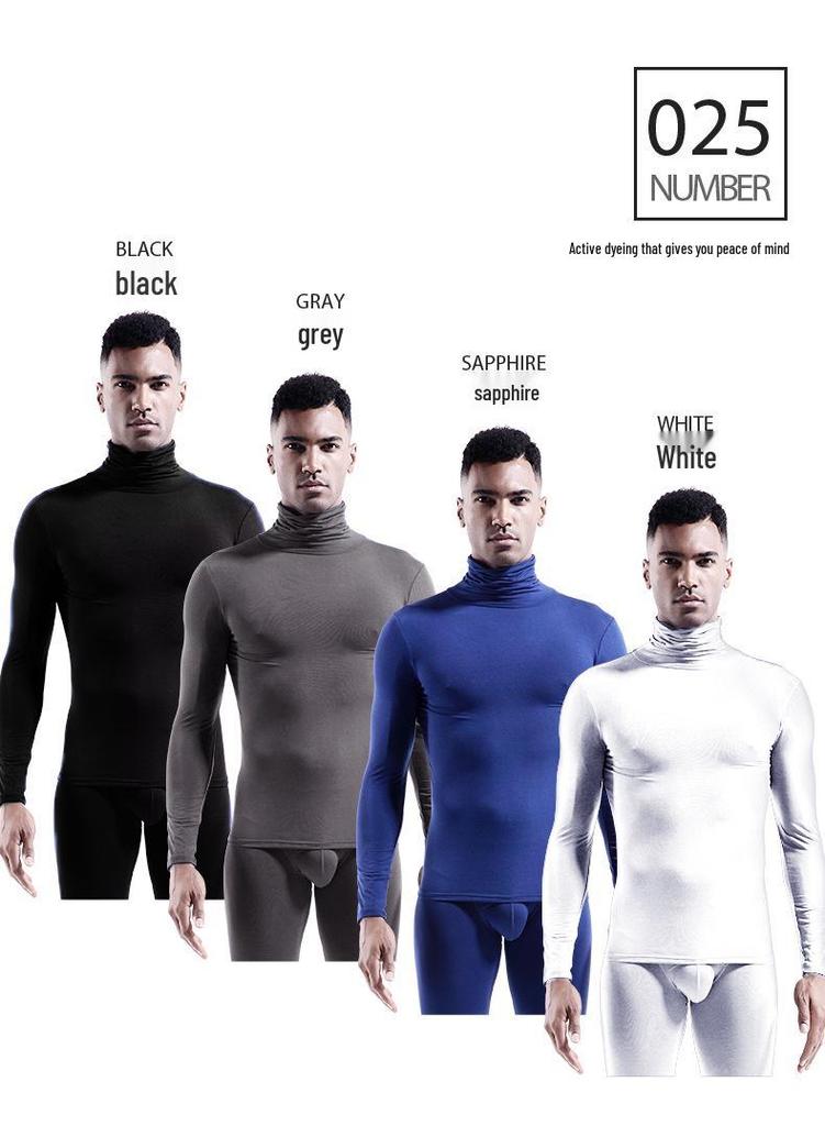 Men's High-Neck Warm Base Layer: Autumn/Winter, Long-Sleeve, Slim Fit, Solid Color