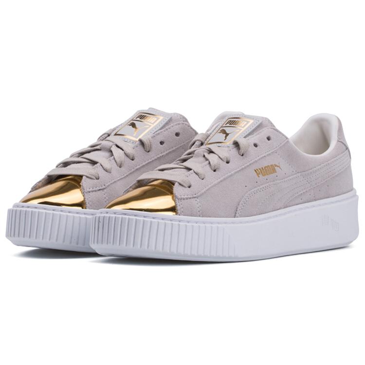 PUMA Suede Platform White Gold Womens 362222-01