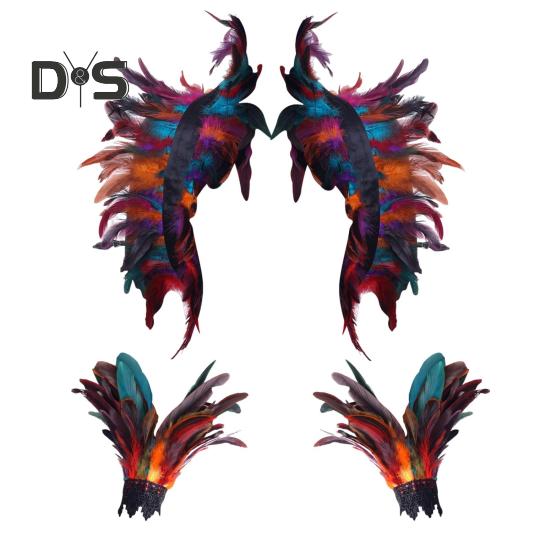 1 комплект поддельный воротник с кольцом на запястье готический стиль перьевая шаль — фото 16