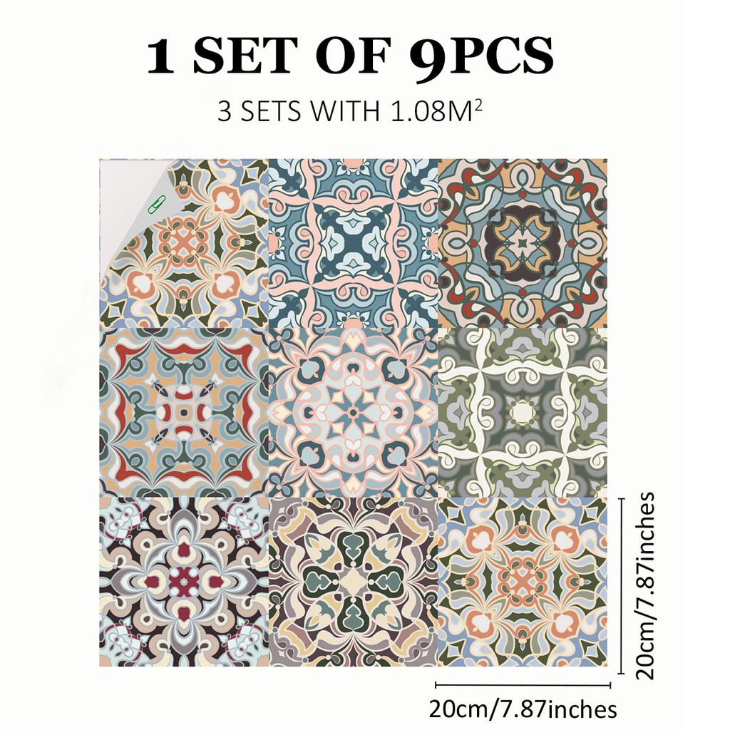 Mediterranean Wind Thickened Living Room Wear-Resistant Retro Pvc Floor Sticker Matte Floor Tile Self-Adhesive Bathroom Wall Sticker