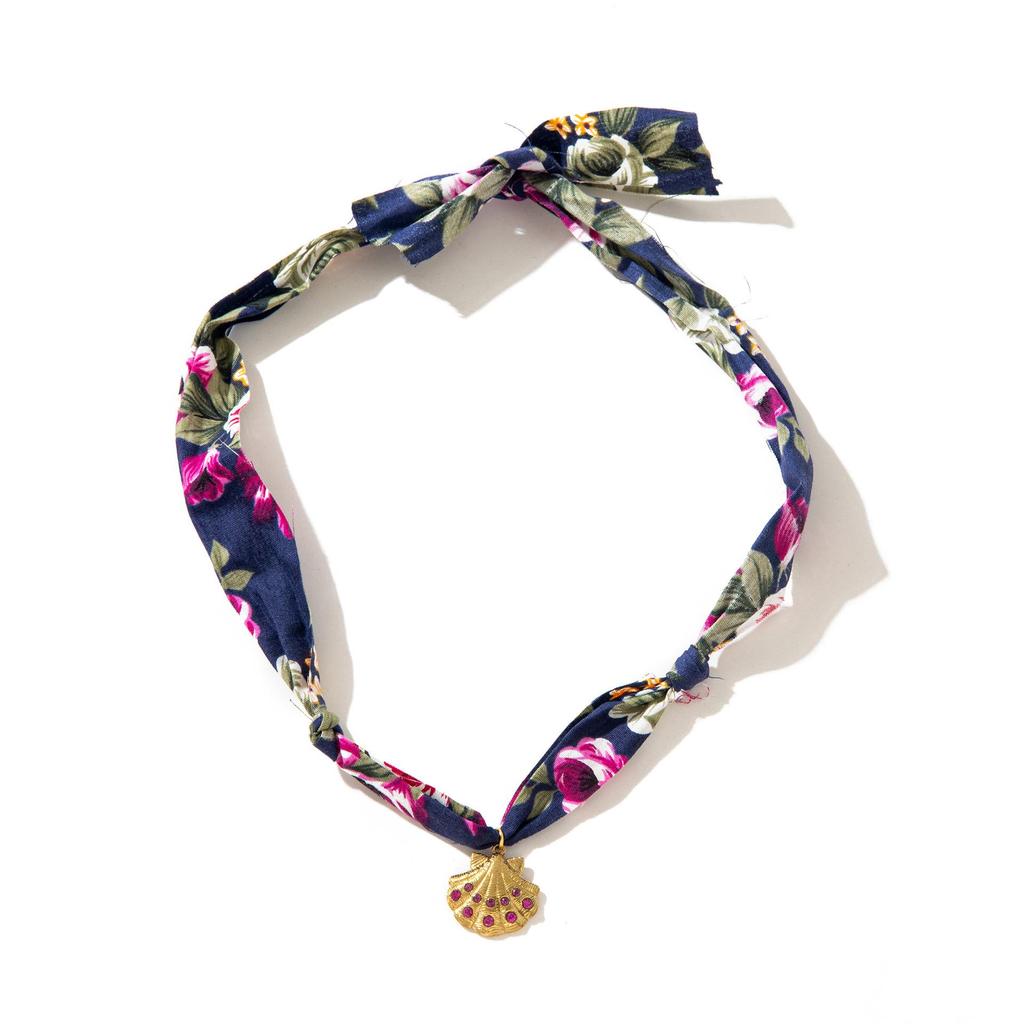 Stylish Silk Scarf Pendant Necklace - Colorful Cross Bow Design in Stainless Steel