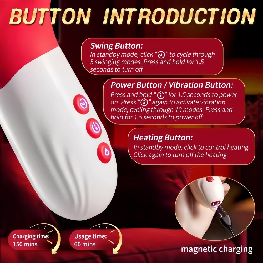 5-in-1 Zungenschwung-Vibrator Erwachsenenspielzeug Beheizter Vibrationsstab Weiblicher G-Punkt Vaginal-Massagegerät Stimulator Weiblicher Masturbator
