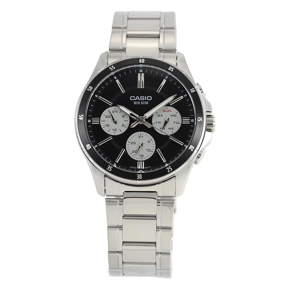 Casio Standard MTP-1374D-1A3 Silver Black Men s Watch Stainless Steel Water Resistant