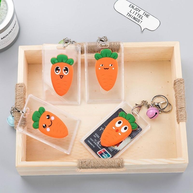 Creative Cartoon Carrot Printing Transparent Acrylic Card Holders Kawaii Students Bus Metro Card Hold