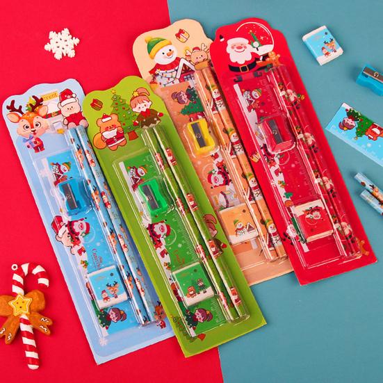 Vánoční tématická sada tužek Santa Sněhulák Los Tužka s ořezávátkem a gumou Dětské kreslicí potřeby na sváteční dárky školní ceny
