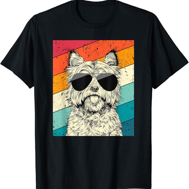 Retro Vintage Cairn Terrier with Sunglasses Dog Lovers T Shirt S разноцветный