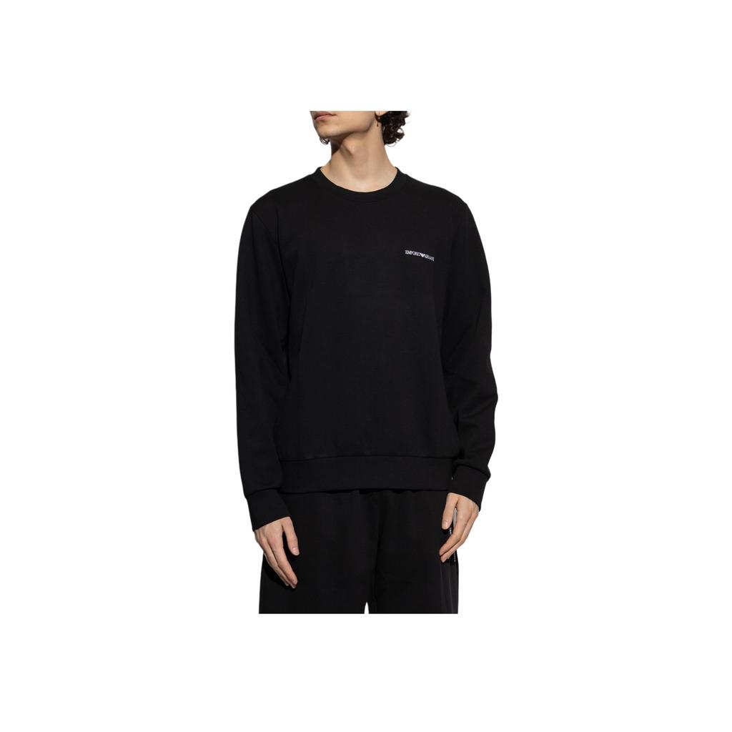 Emporio Armani Logo Embroidered Crew Neck Long Sleeve Sweatshirt Men sweatshirt Black EM000520-AF10790-UC001