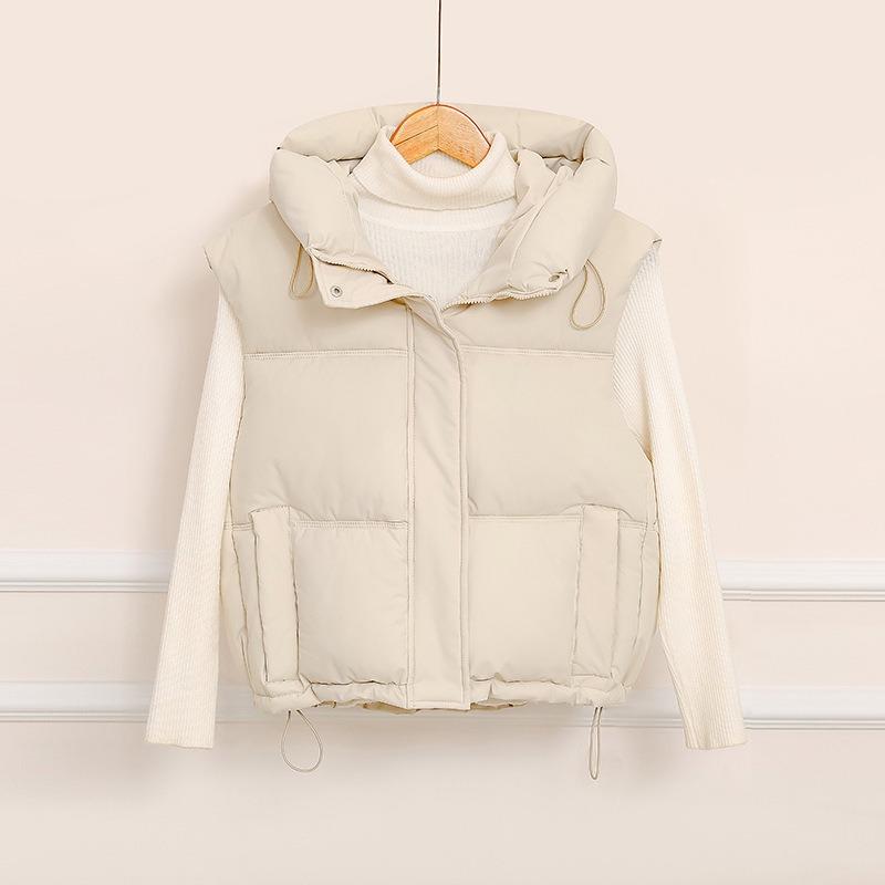 Autumn and winter new simple cotton clothes women's vest short stand-up collar vest outer wear vest jacket