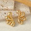 Vintage Gold Color Double Layered Water Drop Stud Earrings For Women Exaggerated Metal Geometric Flower Earrings Jewelry 2025