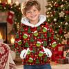 Kids Long Sleeve Christmas Print Casual Hooded Top for Boys and Girls Holiday Outfit