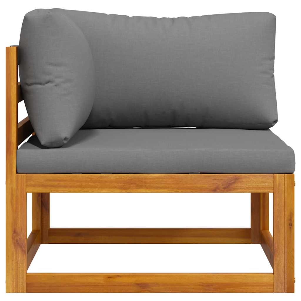 Modular Corner Sofa with Dark Grey Cushions Solid Acacia Wood
