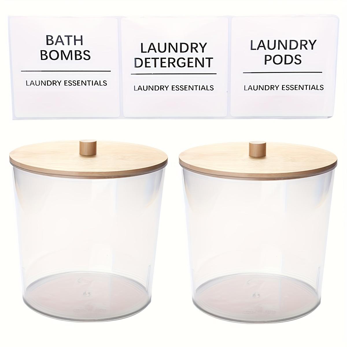 

2pcs Laundry Detergent Storage Containers Jars with Labels Plastic Washing Powder Storage,Bathroom Laundry Pod Storage Container