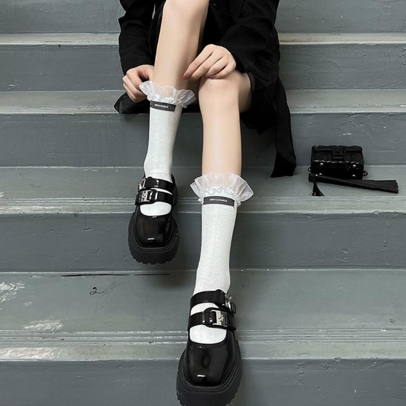 Women's Summer Ankle Socks Summer Crew Socks Lace Middle Tube Socks Japanese Style Cute Boot Socks Streetwear Gift