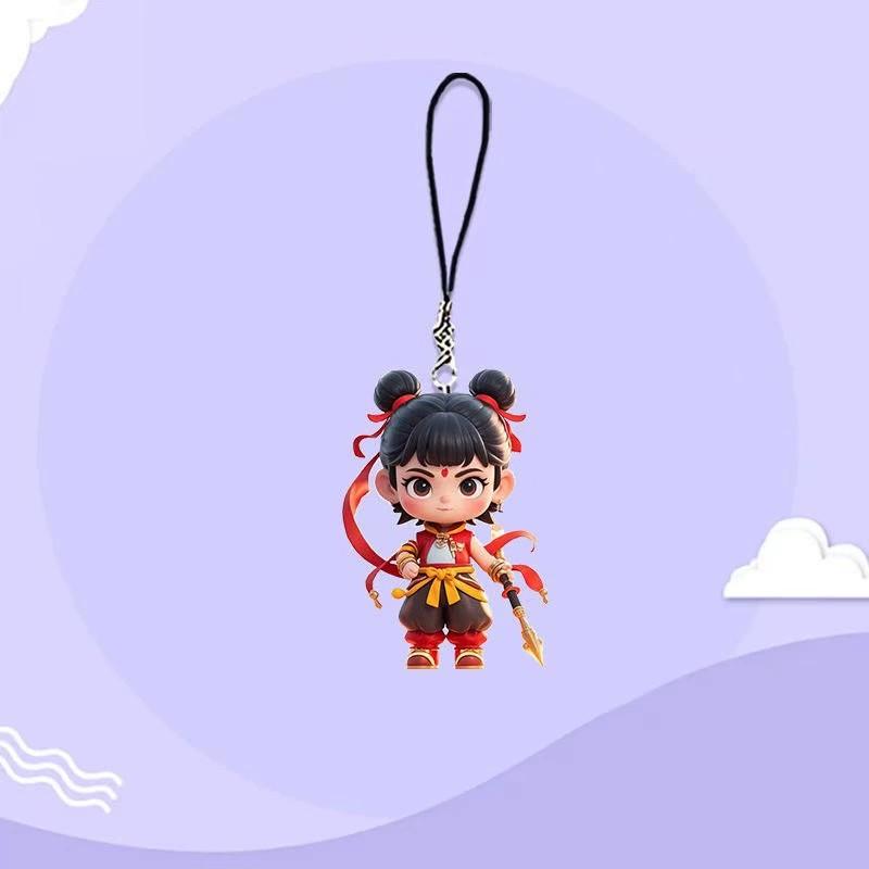 2D Nezha 2: Devil Boy Disturbs the Sea Anime Acrylic Charm - Cute Motorcycle Accessories Decor, Durable Hanging Ornament