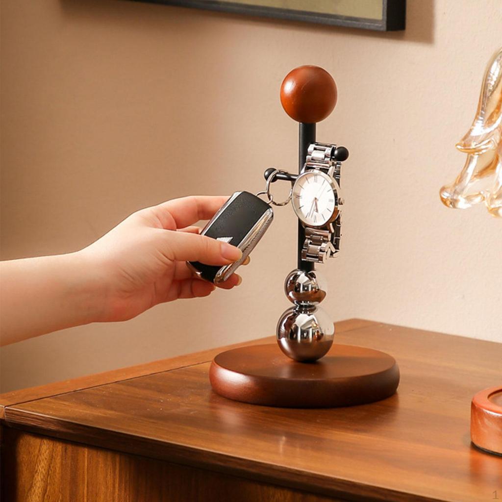 Hanging Organiser Rack Wood Walnut Key Stand Tabletop Holder for Keys