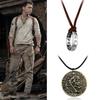 Uncharted 4 Nathan Drake Cosplay Ketting Leer Code Oude Vintage Hanger Sieraden Prop voor Film Game Fans