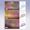 3pcs Gradient Highlighter Palette Set, Chameleon Shimmer Eyeshadow & Face Glow Powder, Iridescent Holographic Makeup Highlight for Cheeks and Eyes