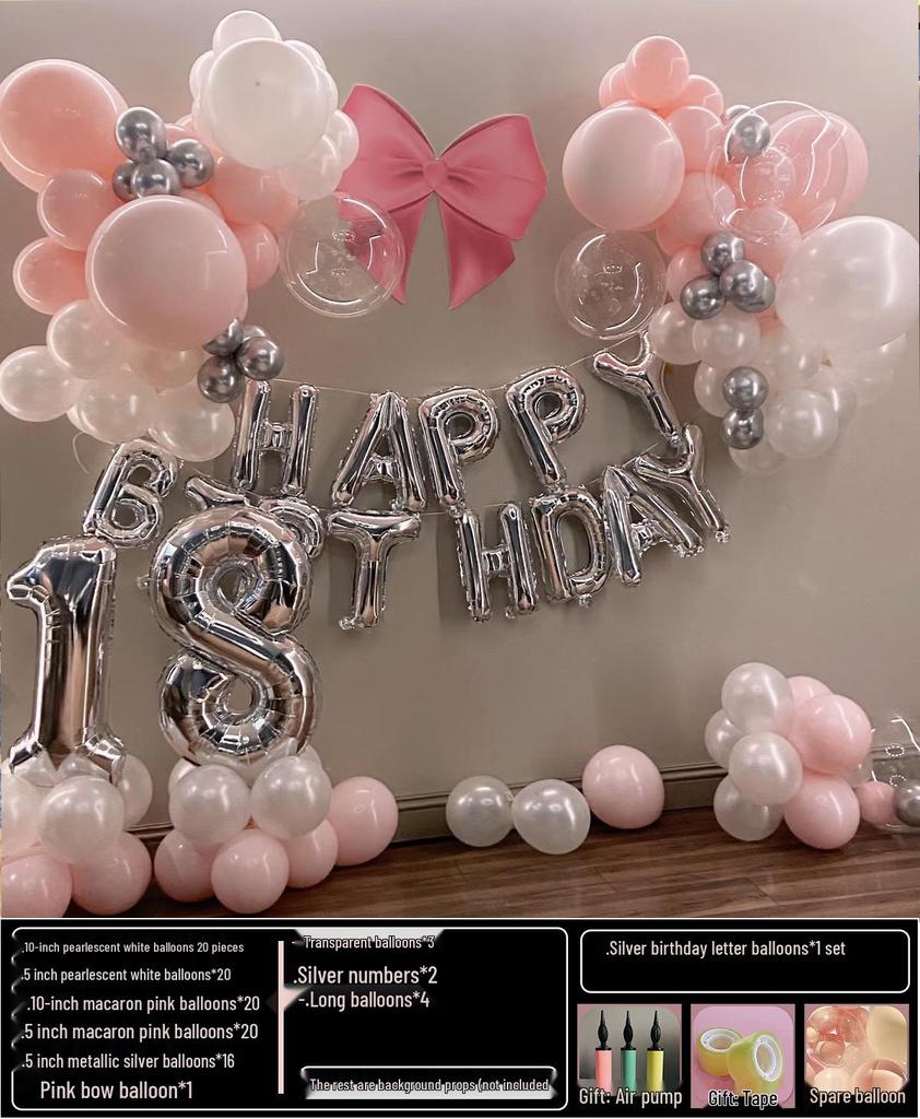 18th Birthday Party Decoration Set: Balloon Background Wall for Boys or Girls