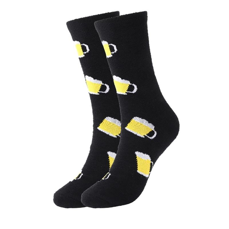 Beard/Beer Crew Socks Funny Novelty Ankle Socks Warm Booties Socks Casual Middle Tube Socks Calf Socks for Women Men